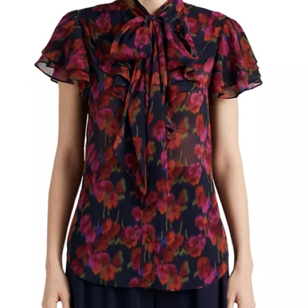 Ralph Lauren Floral Blouse - Red and Purple